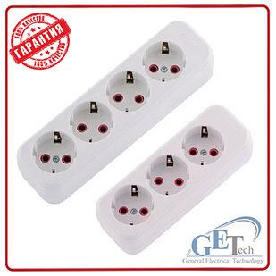 Колодка электрическая (для удлинителя) 3, 4 гнезда(входа) с заземлением Lezard