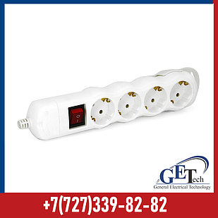 Колодка электрическая (для удлинителя) 4 гнезда с заземлением с выключателем (4 места 2р+ре 16А 2,2кВт 220В)