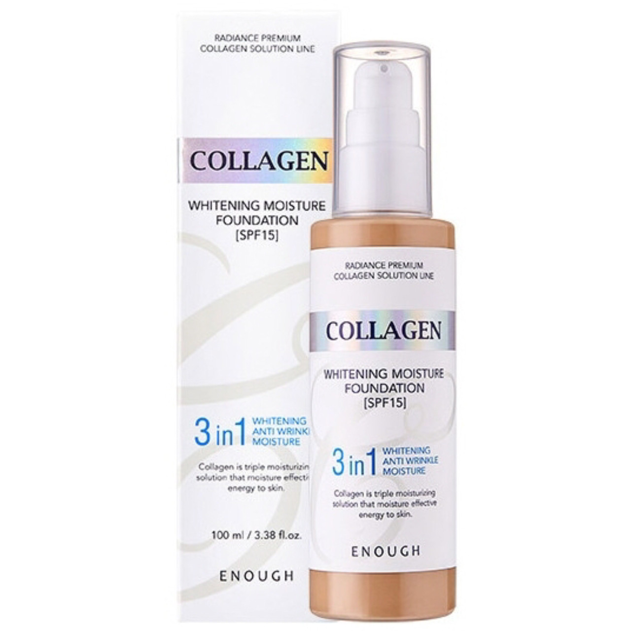 Осветляющая база под макияж с коллагеном Enough Collagen Whitening Moisture Foundation 3 in 1 SPF15