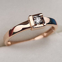 Золотое кольцо с бриллиантами 0.06Сt VS1/J, VG - Cut, фото 1