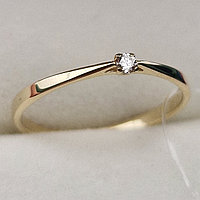 Золотое кольцо с бриллиантами 0.03Сt VS1/J, VG - Cut, фото 1
