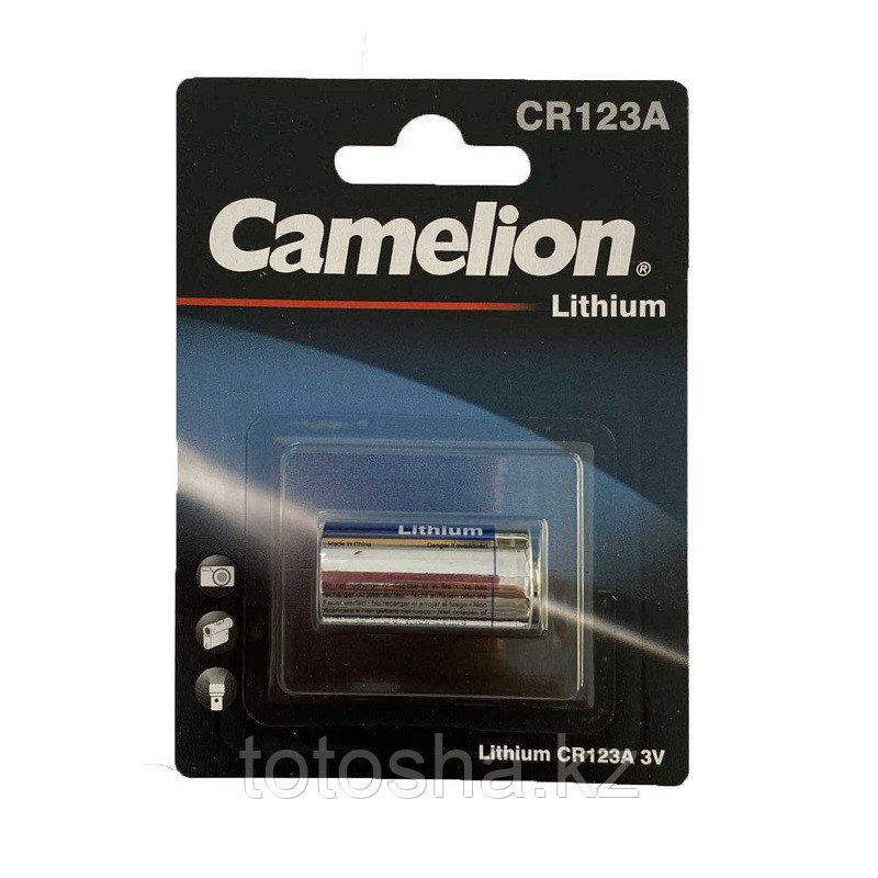 Батарейка, CAMELION, CR123А Lithium Battery, CR2-BP1, 3V, 220 mAh, 1 шт. - фото 1 - id-p100111680