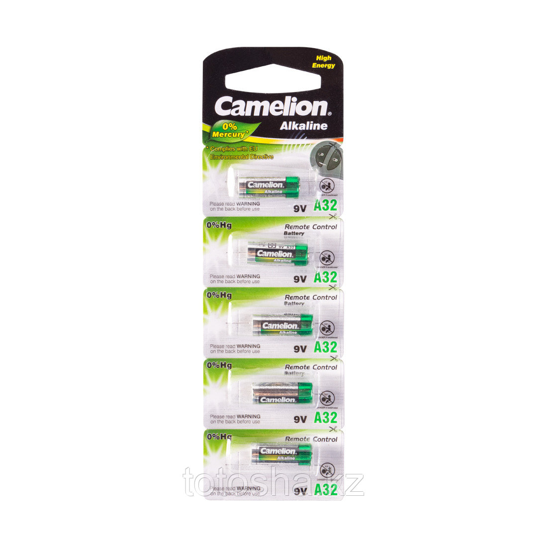 Батарейка, CAMELION, A32-BP5, 9V, 0% Hg (0% Ртути), 5 шт. в блистере