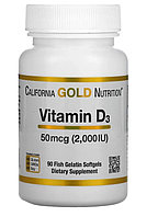 Витамин D3, 50 мкг (2000 МЕ), 90 рыбно-желатиновых капсул от California Gold Nutrition