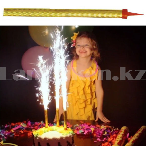 Свечи фейерверк для торта 32 см золотые - фото 2 - id-p60878088