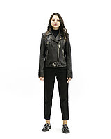 Женская куртка черная «UM&H 21486830» (натуральная кожа, питон), фото 1