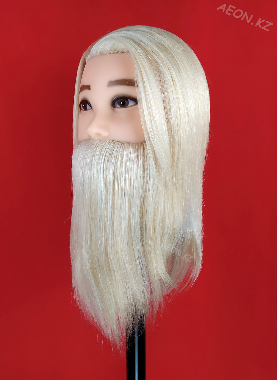 Голова-манекен мужской с бородой блонд волос (100%) - 40 см - фото 3 - id-p100142824