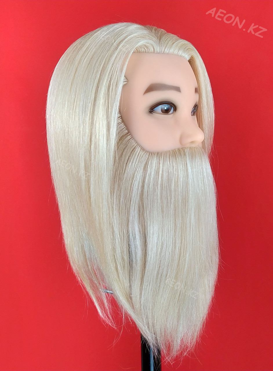 Голова-манекен мужской с бородой блонд волос (100%)  - 40 см