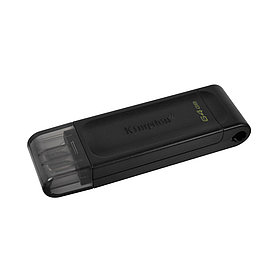 USB-накопитель, Kingston, DT70/64GB, 64GB, Type-C, USB 3.2, Чёрный