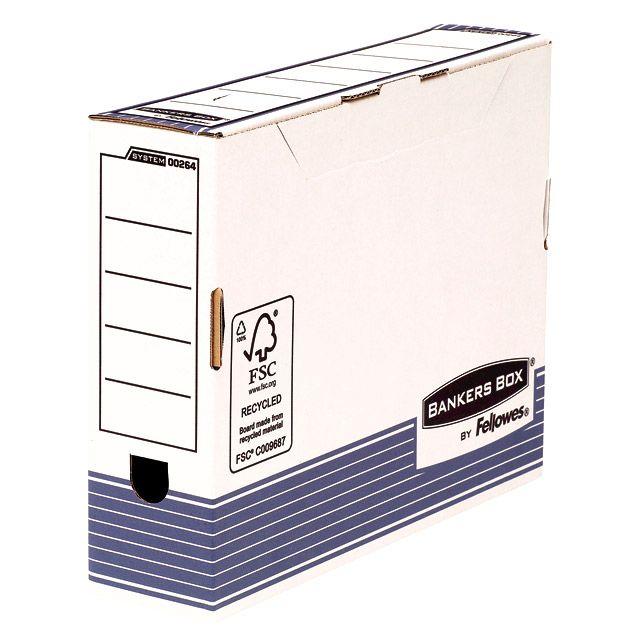 Короб архивный картонный Fellowes R-Kive Prima, 80х315х260мм, бело-синий