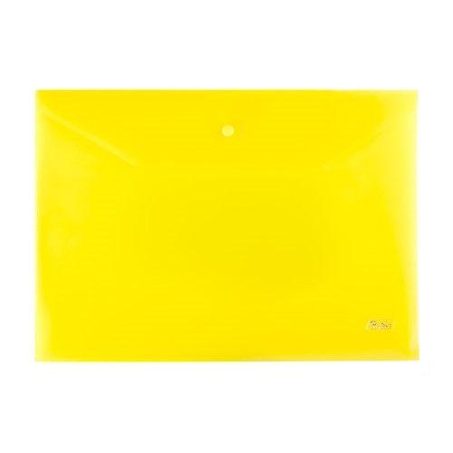 Папка-конверт пластиковая Hatber, А4, 180мкм, на кнопке, жёлтая - фото 1 - id-p100157225