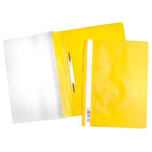 Папка-скоросшиватель пластиковая Hatber, А4, 120/160мкм, прозрачный верх, жёлтая - фото 1 - id-p100158045