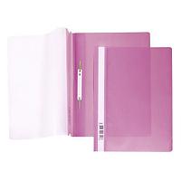 Папка-скоросшиватель пластиковая Hatber, А4, 140/180мкм, прозрачный верх, розовая