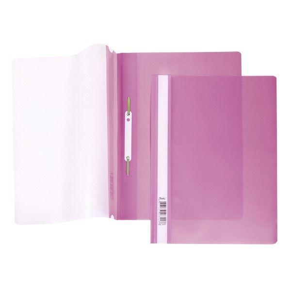 Папка-скоросшиватель пластиковая Hatber, А4, 140/180мкм, прозрачный верх, розовая - фото 1 - id-p100158054
