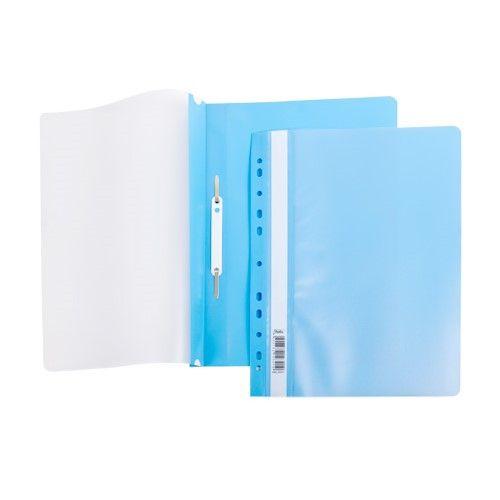 Папка-скоросшиватель пластиковая Hatber, А4, 140/180мкм, перфорация, прозрачный верх, голубая - фото 1 - id-p100158060