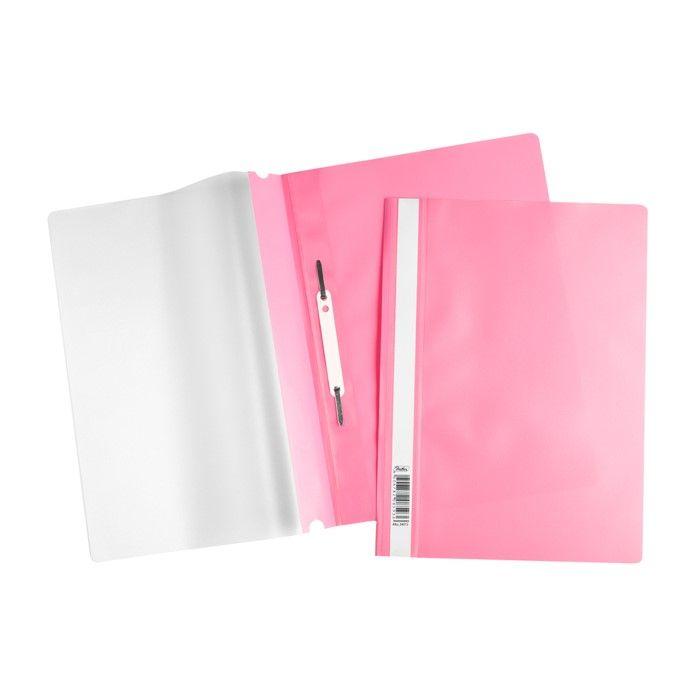 Папка-скоросшиватель пластиковая Hatber, А4, 120/160мкм, прозрачный верх, розовая - фото 1 - id-p100158076