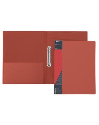 Папка пластиковая Hatber, А4, на 2-х кольцах, корешок 25мм, 700мкм, серия Standard Красная