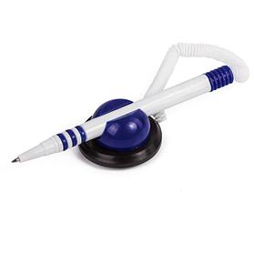 Ручка шариковая настольная Brauberg, 0,5мм, синяя, бело-синий корпус, на подставке, с пружиной