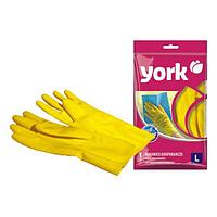 Перчатки резиновые York, L - размер, жёлтые, 1 пара в упаковке
