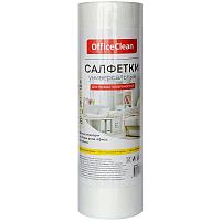 Тряпка для уборки из вискозы и полиэстера OfficeClean, 25x30см, белая, 30 штук в рулоне