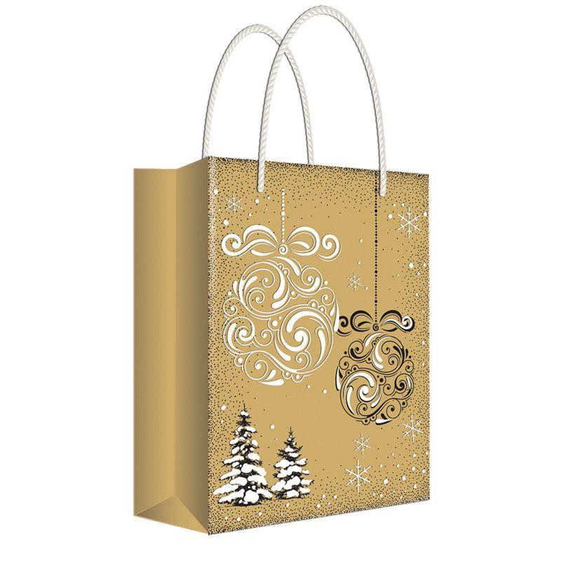 Пакет бумажный подарочный Русский дизайн, 18x22,7x10см, крафт, серия Новогодние шары