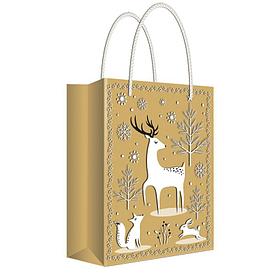 Пакет бумажный подарочный Русский дизайн, 18x22,7x10см, крафт, серия Животные в лесу