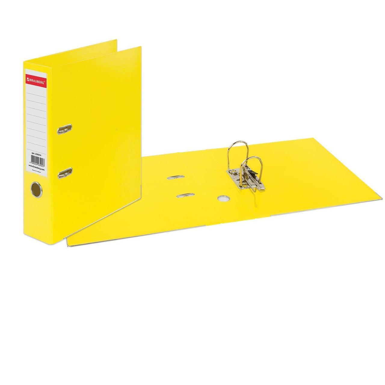 Папка регистратор Brauberg Extra, А4, 75мм, арочный механизм, покрытие пластик, жёлтая - фото 4 - id-p100157430