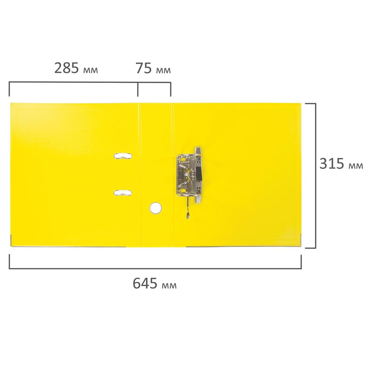 Папка регистратор Brauberg Extra, А4, 75мм, арочный механизм, покрытие пластик, жёлтая - фото 5 - id-p100157430