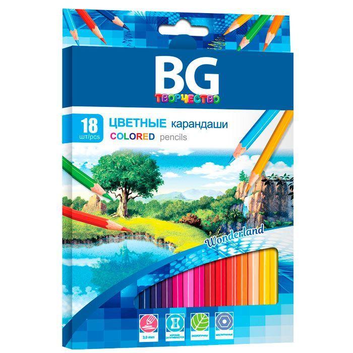 Карандаши BG, 18 цветов, серия Wonderland, в картонной упаковке - фото 1 - id-p100159062