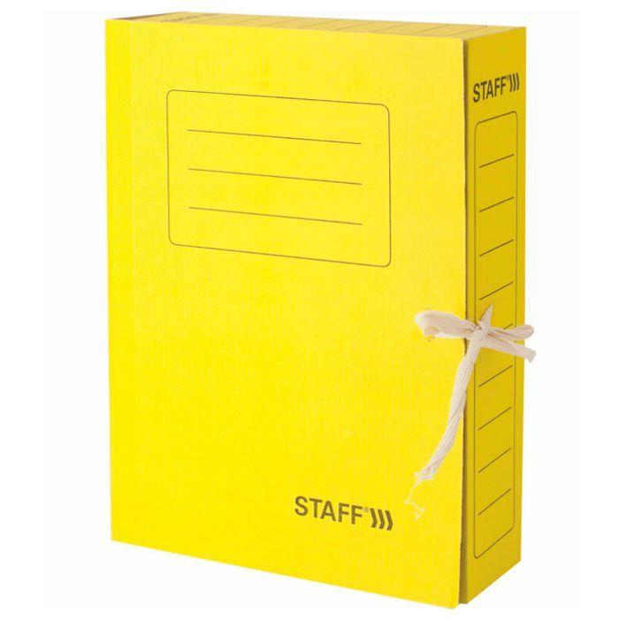 Папка картонная архивная на завязках Staff, 325х250x75мм, 700л, жёлтая - фото 1 - id-p100159078