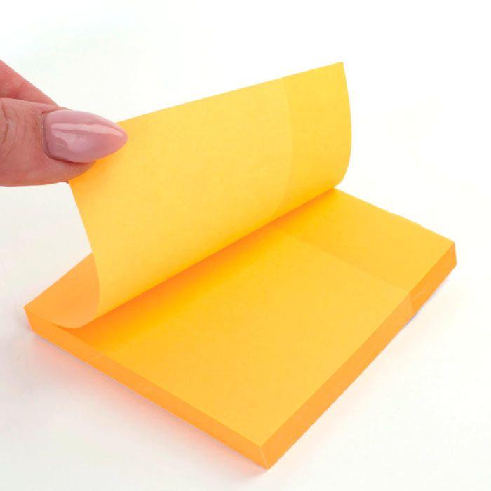 Бумага для заметок Brauberg, 76x76мм, 90л, оранжевая неон, клеевой край, в пакете - фото 4 - id-p100159086