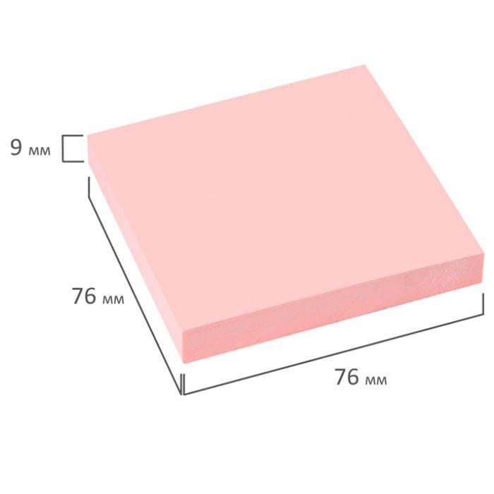 Бумага для заметок Brauberg, 76x76мм, 100л, розовая, клеевой край, в пакете - фото 3 - id-p100159087