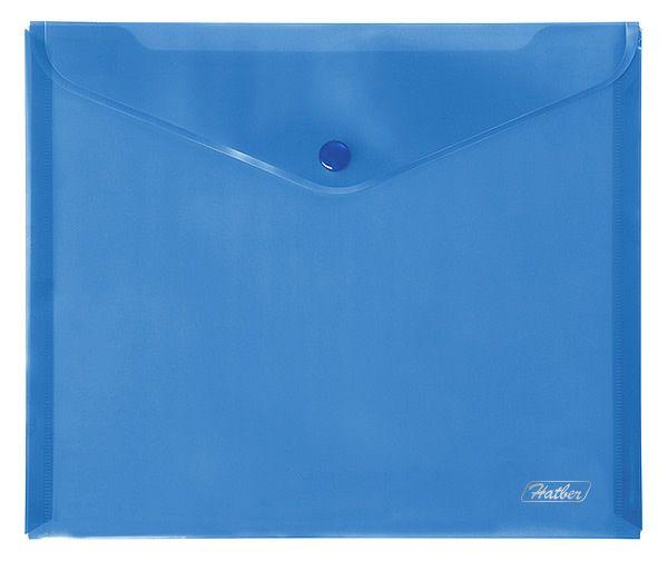 Папка-конверт пластиковая Hatber, А5, 180мкм, на кнопке, синяя