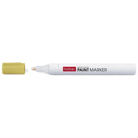 Маркер-краска Hatber, 2мм, закруглённый пишущий узел, металлический корпус, золотистый