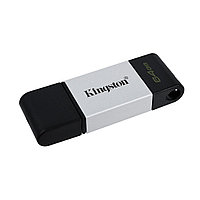 USB-накопитель, Kingston, DT80/64GB, 64GB, Type-C, USB 3.2, Серебристый