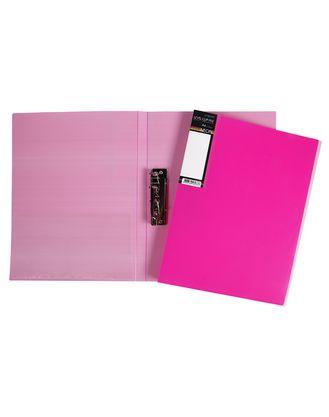 Папка пластиковая Hatber HD, А4, 700мкм, 14мм, металлический зажим, серия Diamond Neon - Розовая