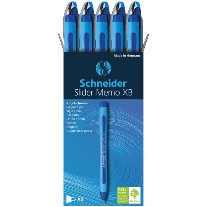 Ручка шариковая Schneider Slider Memo XB, 0,7мм, синяя, голубо-синий корпус - фото 1 - id-p100159992