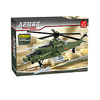 Игровой конструктор, Ausini, 22708, Армия, Военный ударный вертолет, 482 детали, Цветная коробка