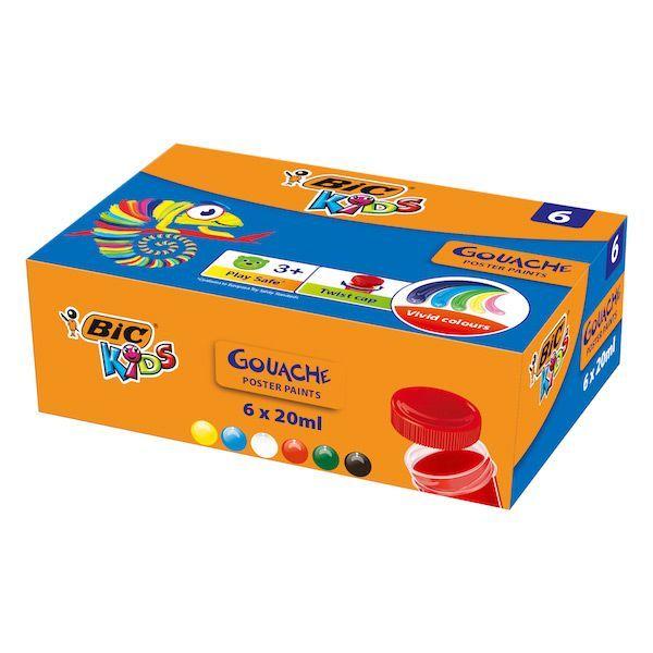 Гуашь Bic Kids, 6 цветов, 20мл, картонная упаковка - фото 1 - id-p100159157