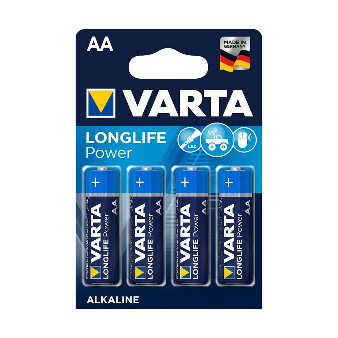 Батарейка, VARTA, LR6 Longlife Power Mignon, AA, 1.5V, 4 шт., Блистер - фото 1 - id-p100160029