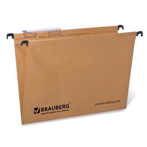 Папка картонная подвесная Brauberg, Foolscap, 370x245мм, 80л, 220гр/м2, коричневая