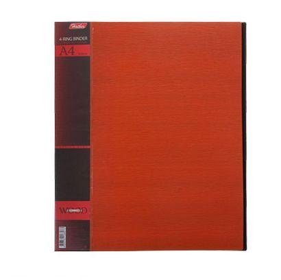 Папка пластиковая Hatber, А4, на 4-х кольцах, корешок 25мм, 700мкм, серия Wood Красная - фото 1 - id-p100160218