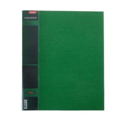 Папка пластиковая Hatber, А4, на 4-х кольцах, корешок 25мм, 700мкм, серия Wood Зелёная - фото 1 - id-p100160219