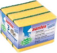 Губка для мытья посуды Santex, 90x65x40мм, ассорти, 3 штуки в упаковке