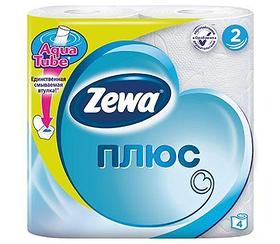 Туалетная бумага Zewa Plus, 2 слоя, белая, упакованы по 4 рулона