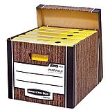 Короб архивный картонный Fellowes Bankers Box Woodgrain, 340x295x405мм, тёмно-коричневый, фото 4