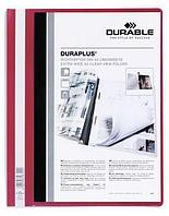 Папка-скоросшиватель пластиковая Durable, А4+, 120/160мкм, прозрачный верхний слой, карман, красная