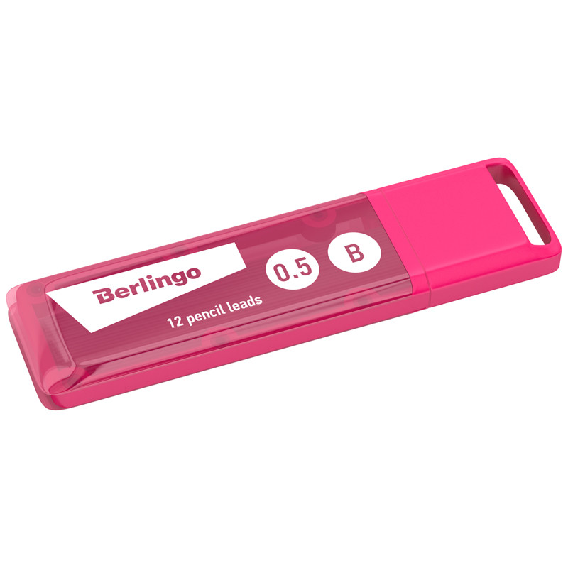 Грифели для механических карандашей Berlingo, B, 0,5мм, 12 штук в пластиковом цветном пенале - фото 5 - id-p100162282