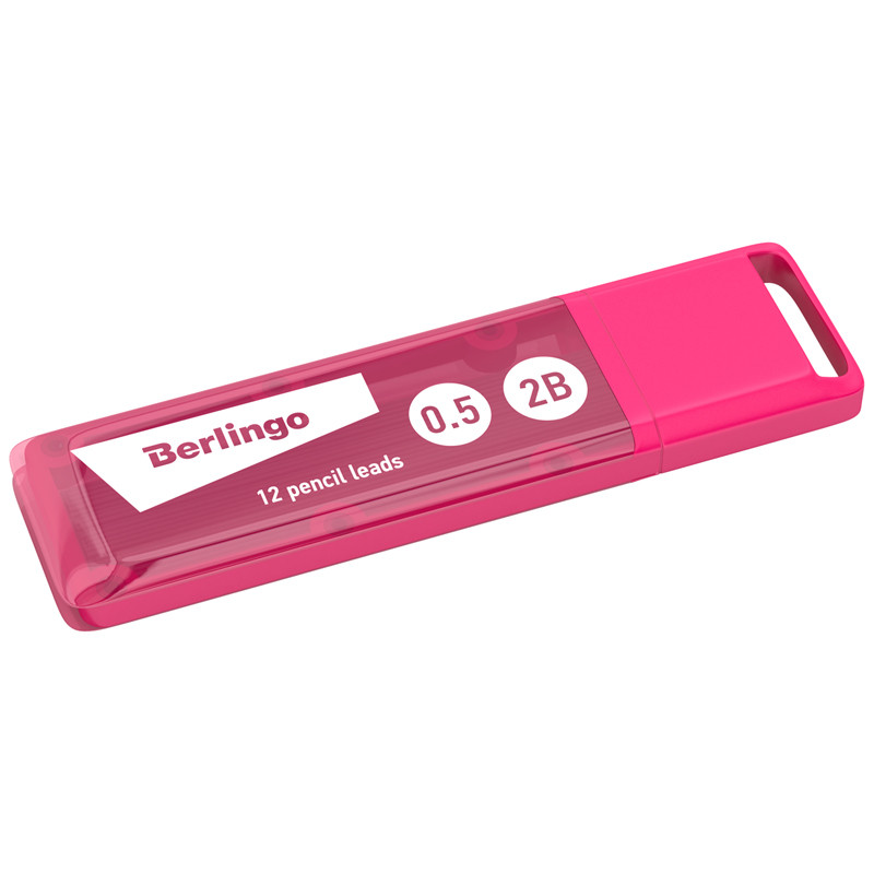 Грифели для механических карандашей Berlingo, 2B, 0,5мм, 12 штук в пластиковом цветном пенале - фото 3 - id-p100162283
