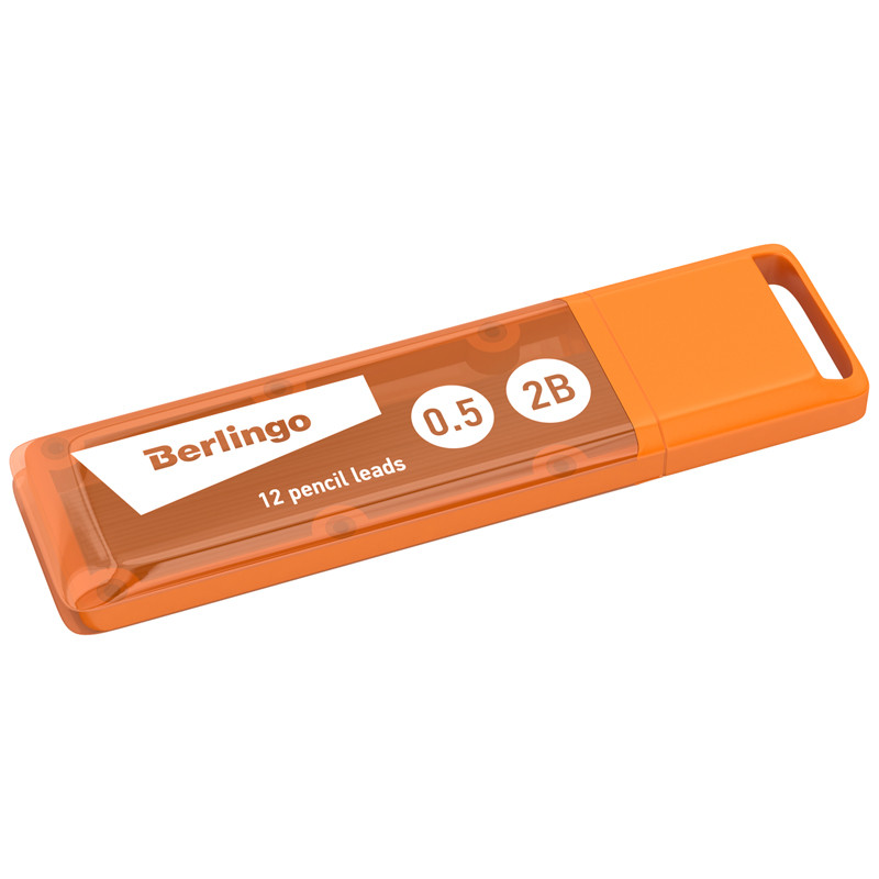Грифели для механических карандашей Berlingo, 2B, 0,5мм, 12 штук в пластиковом цветном пенале - фото 5 - id-p100162283